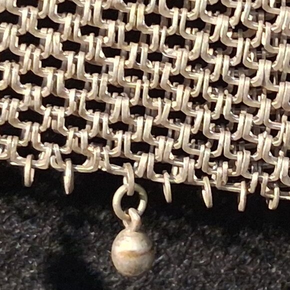 Shimmering Green‑Gold Metal Mesh Coin Pouch with Crest Plate & Talon Zipper - Picture 9 of 16